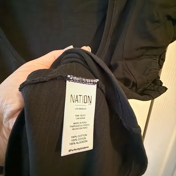 NATION Scoop Neck Top with Ruffled Sleeve in Black - Picture 4 of 5